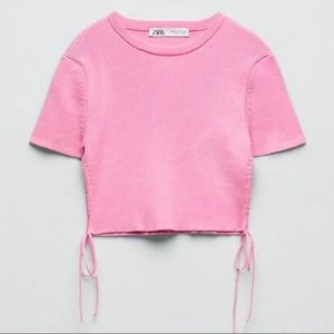 Zara Pink Cutout Crop Top - S